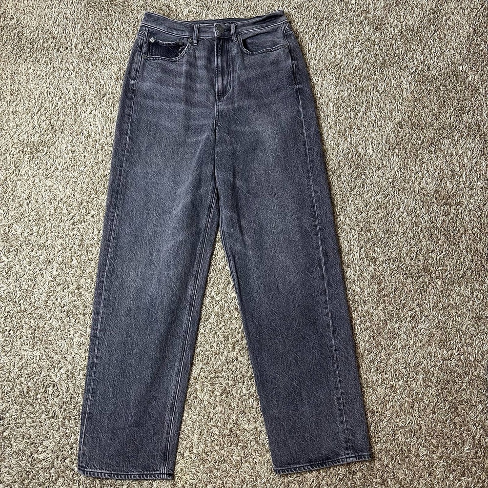 American Eagle Dark Gray Baggy Straight Jeans 4 Short